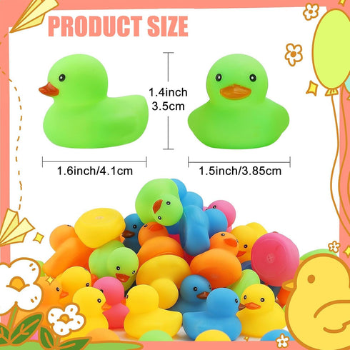 Ensbelei 50Pcs Summer Mini Rubber Duck Bath Toys, Multicolor Bath Ducks Bulk Float Duck Baby Bath Toy for Shower