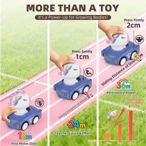 IOMDRWU 1-3, 6-9-12-18 1st 1-2 Press to Go Car Toys for Toddlers Animal Baby Cars, Push Go Friction Inertia Car, Infant