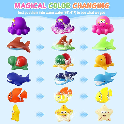 MACALOCA 1-3 4-8, Toddler Easter Egg Fillers Color Changing No Hole Bath Toys for Kids Ages Toddler Bath Toys Sea