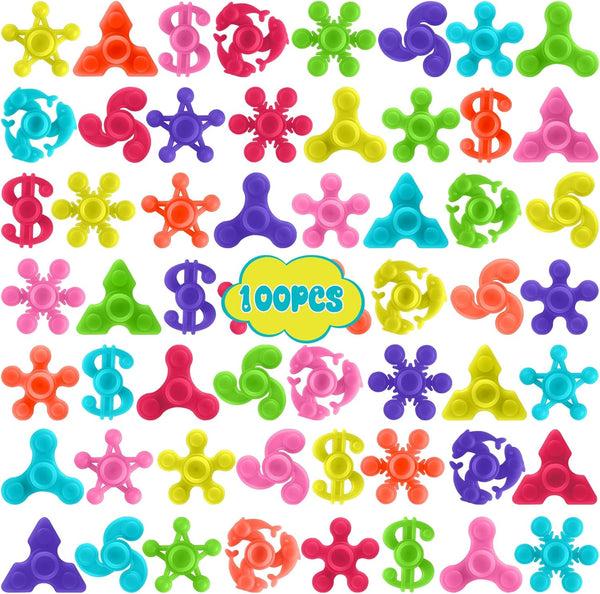 BATWEET 100pcs Mini Finger Fidget Spinner Toys, Bulk Stress Relief Sensory Toys for