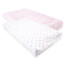 Luvable Friends Unisex Baby Fitted Changing Pad Cover, Pink Chevron Dot, One