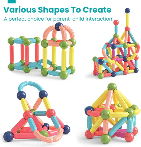 BAKAM Magnetic Building Blocks for Kids Ages 4-8, STEM Toys with Large Magnetic Sticks and Balls Game Set (42PCS)