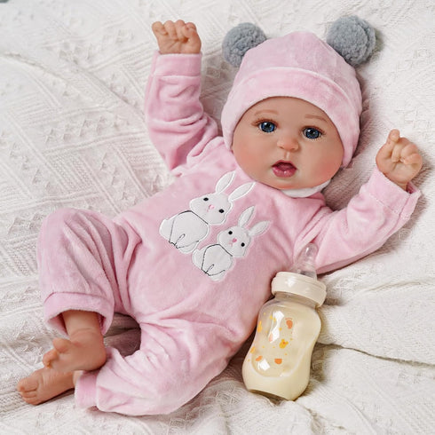 BABESIDE 2 Pcs Reborn Baby Doll Clothes with Hat for 17-22 Inch Baby Dolls, Cute Bunny Pattern Outfits