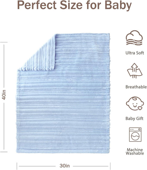 30 40 Inches 320GSM HOMRITAR Baby Blanket for Boys Girls Ultra Soft Warm Fleece Fluffy Blue Blanket for Toddler
