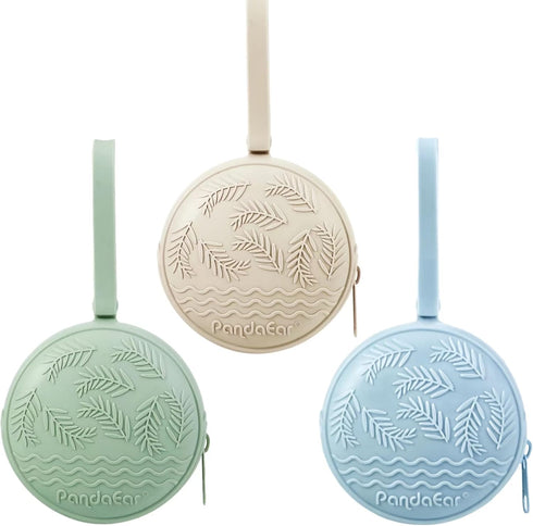 3 Pack PandaEar Silicone Pacifier Holder Case, Portable Travel Pacifier Pouch for Newborns, BPA-Free Silicone Pacifier