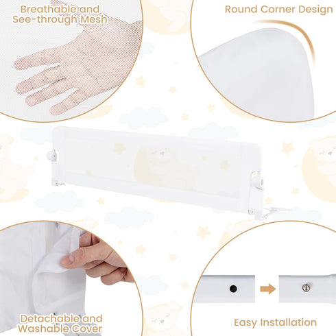 1 Pack, 71 Inch) HONEY JOY Bed Rail for Toddlers, Extra Long, Foldable Portable Swing Down Safety Bed Guard Rail