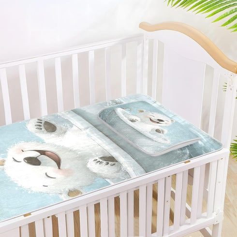 EtherSpher 28" 52" Cute Polar Bear Retro Bathtub Cooling Baby Mattress pad Waterproof x Ultra Soft Pads Washable