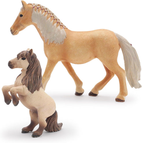 Gemini&Genius Horses Toy for Kids, Premium Farm Horse Animal Playset with Mare and Horse Cub Family Action Figures