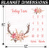 Monthly Milestone Blanket for Baby Girl, Deer Antler Flowers with Words, Pink Baby Growth Chart Blanket, 47"x47"