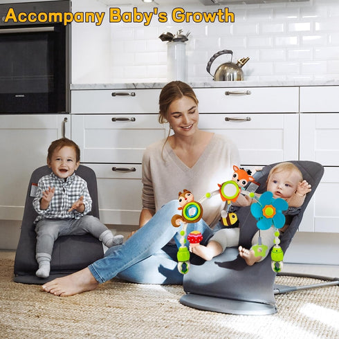 BATOHO Baby Stroller Arch Mobile, Adjustable Musical Cirb Mobile Toys with Universal Clamps, Versatile Activity Toy Bar