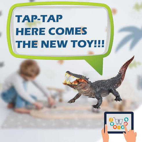 Gemini&Genius 10 Inch Crocodile Toy with Moveable Jaw, Wildlife World Alligator Model