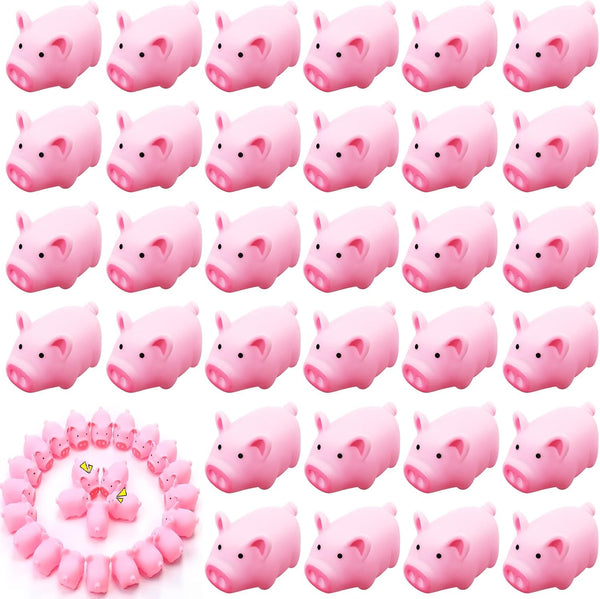 200 Pcs Tiny Pink Rubber Pig Bath Toy Bulk, Float and Squeak Piggy Bathtub Toys for Baby Shower Party Supplies