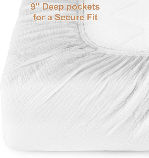 2 Pack (28"x 52") Muslin Fitted Crib Sheets for Baby Girls & Boys-Neutral Breathable Crib Mattress Protector