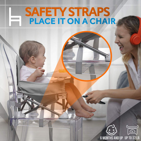 SLBS66, 6 Set Serene Life Baby Seat Booster -Space Saver Toddler Booster Seat - Portable Pop and open Sit Folding
