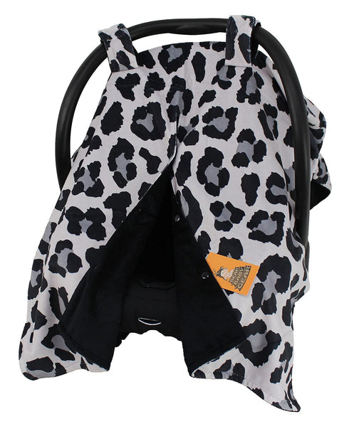 Dear Baby Gear Deluxe Car Seat Canopy, Double Layer, Gray Leopard Print, 40 x 30 Inches