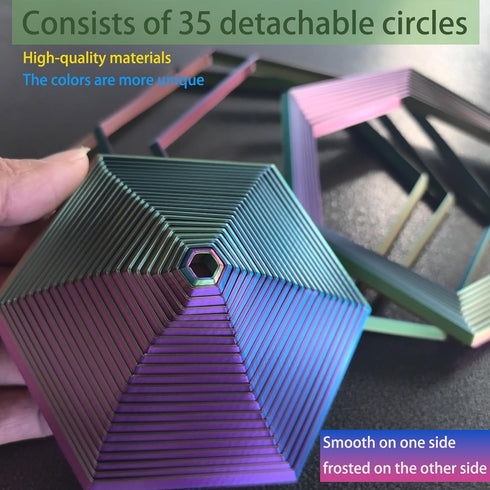 QIGGJJ 35 Circles5.9x6.69in, 1 Fractal Fidget Hexagon, Kinetic Desk Spinning Toy, Used for Anxiety Disorder ADHD, Adult