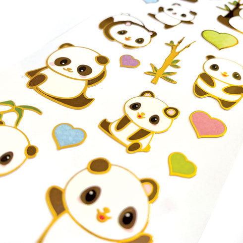 Playhouse Panda Love Shiny Foil Sticker Sheet for Crafts