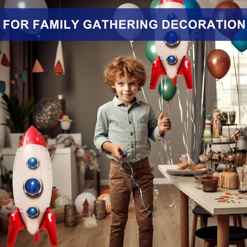 2 Pcs Large Rocket Balloons, 33 Inch Space Themed Party Decorations, Galaxy Balloons for Kids