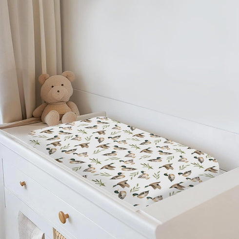 ZoUbqchY 32''16'' Mallard Duck Hunting Changing Pad Covers for Baby Girl Boy Wild Ducks Leaves Fitted Change Table