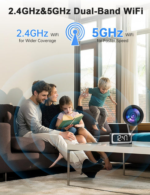 JUFLSKY Camera,5G&2.4G Indoor,2K Security,3 1 Clock WiFi Security Camera Cameras for Home in Indoor Camera