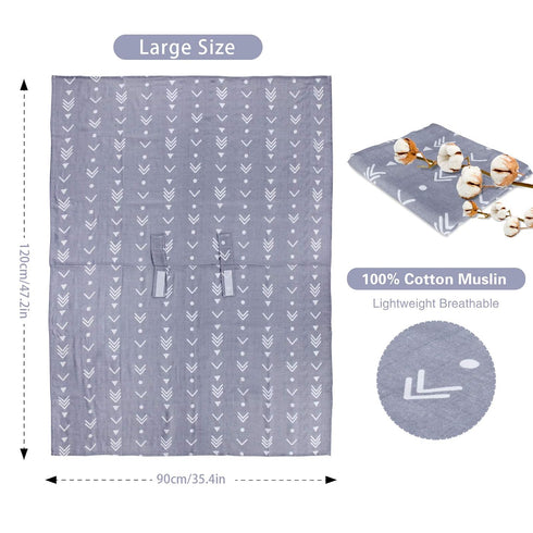 Metplus Muslin Baby Car Seat Canopy, Extra Wide Infant Cover, Lightweight Breathable Soft for Babies (Arrow)