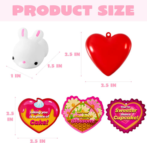 28 Packs JOYIN Valentine's Day Heart Gift Cards with Mochi Squishy Toys and Heart Shells, Stress Relief Fidget Toys