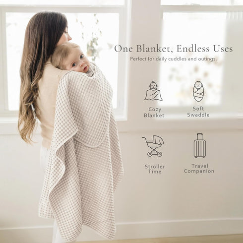 Cozy Konssy Waffle Baby Blanket - Soft & Nursery Swaddle Blanket, Lightweight Toddler Throw for Boys & Girls, Ideal