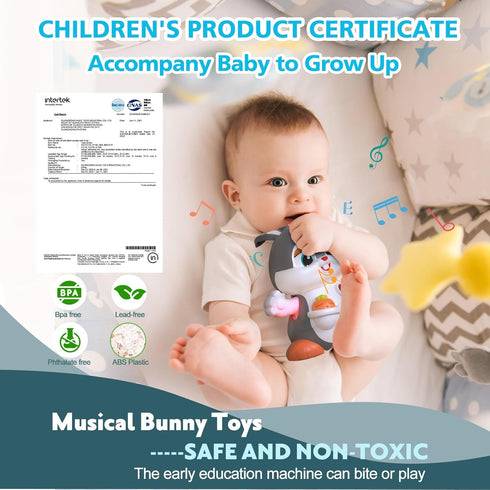 MOONTOY Bunny Musical Toy for 1+ Year Old, Baby Crawling Toy with Light & Sound for 6-12 Months