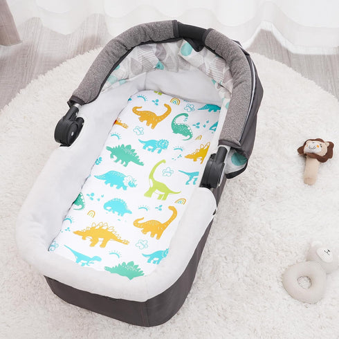 PHF Soft Bassinet Sheet Set, 2 Pack Silky Comfy Breathable Cradle Sheets for Baby Boys Girls, Universal Fit, Dinosaur