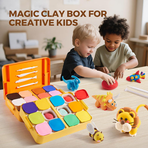 6-12 Air Dry Clay for Kids, Modeling Clay Kit with Storage Box & Sculpting Tools, Magic Molding Clay for Boys & Girls
