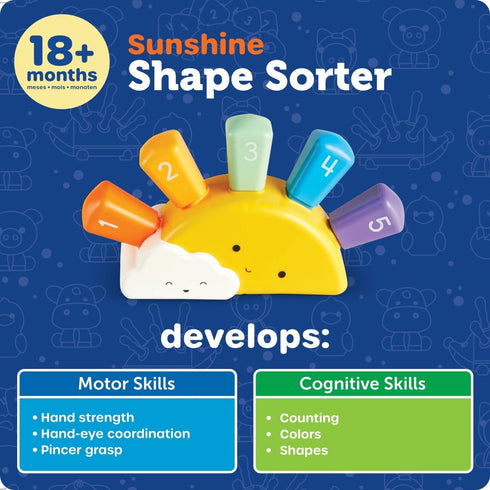 Learning Resources Sunshine Shape Sorter, Fine Motor Skills, Numbers Matching Skills Activities, Montessori Toddler