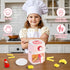 Set 3-5 4-8,Pink Play Kitchen Accessories, Pretend Kitchen Appliances with Toy Air Fryer for Kids with Sound
