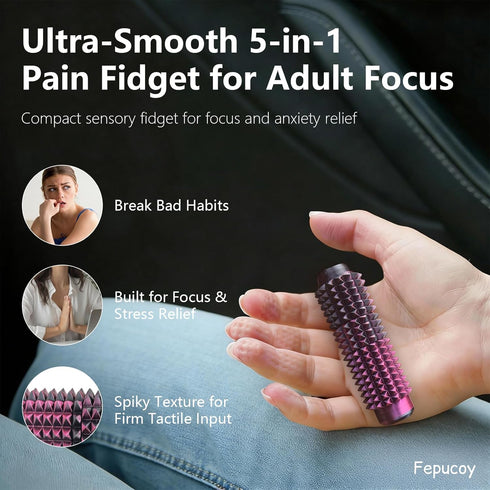 Fepucoy 5-in-1 Little Ouchies Pain Fidget for Adults, Spiky Sensory Tool with Smooth Spinner, Reinforced Slider