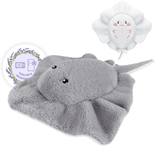 SuzziPals Heatable & Coolable Stingray Stuffed Animals, Cute Microwavable Heating Pad Plushies