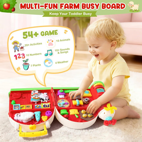 1-2 1-3, 12-18 1+ Toddler Toys for Year Old Boys & Girls, Farm Barn Montessori Busy Board, Early Educational Toy