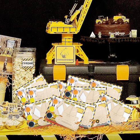 Jekocet 24 Construction Party Favors Pcs Construction Birthday Party Supplies Construction Cards with Wooden Painting