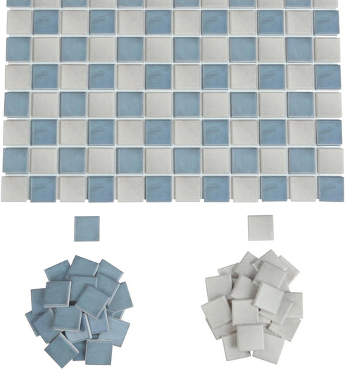 REDUCIO! 150 1:12 pcs, Dollhouse Flooring, Scale Doll House Tiles, Miniature Checkerboard Floor, (Blue and Soft Grey)