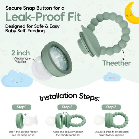 1 3 O'doe Baby Food Pacifier with Feeder & Nipples | BPA-Free, Food-Grade Silicone | Teething Toy & Weaning Nibbler