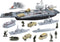 deAO Aircraft Carrier Toy Army Men with Scale Model Warplanes Warships Military