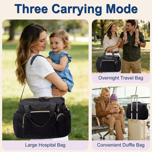 Duryarhall Diaper Bag Tote, Large Capacity Baby Diaper bags with Changing Pad, Travel Baby Diaper Bag with Pacifier