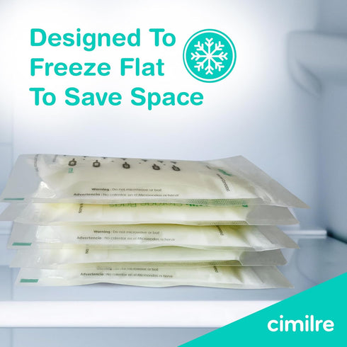 7 oz. (100 Pack) Breast Milk Storage Bags by Cimilre, Leak-Proof Breastmilk Storage Bags, Freeze Flat or Standing, Bags
