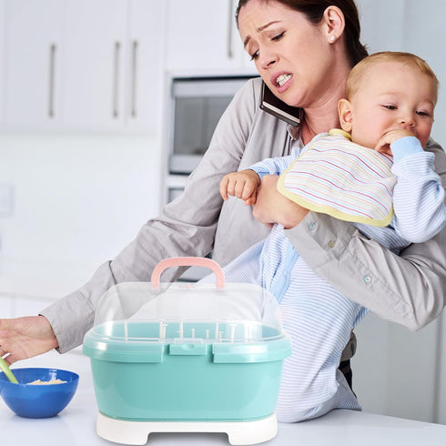 Countertop BESPORTBLE Bottle Drying Box and Storage Container for Feeding, Plastic Milk Bottle Drainer with Pacifier