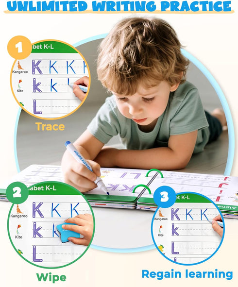 54 3-5, 3 4 5 Preschool Learning Activities Reusable Pages, Tracing Books for Kids Ages Toddler Activities Busy Book