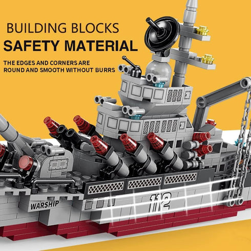 Building Block Warship - 25 in 1 Battleship Kits for Kids, Educational Toys for Boys Age 6-12 Years Old, 554PCS