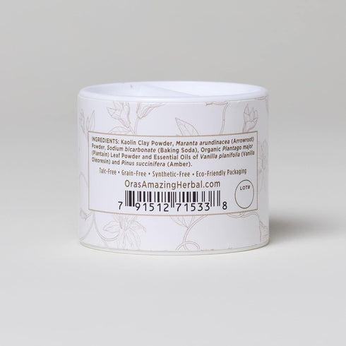 Pack 2 0.5 oz Baby Powder Talc-Free, Real Vanilla Amber Natural Scent, Cornstarch Free Arrowroot and Clay Based Powder