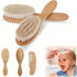 POLICK 2pcs Baby Care Hair Brush Beech Soft Wool Wood Comb Newborn Massager Comb Baby Shower and Gift Baby Sleeping