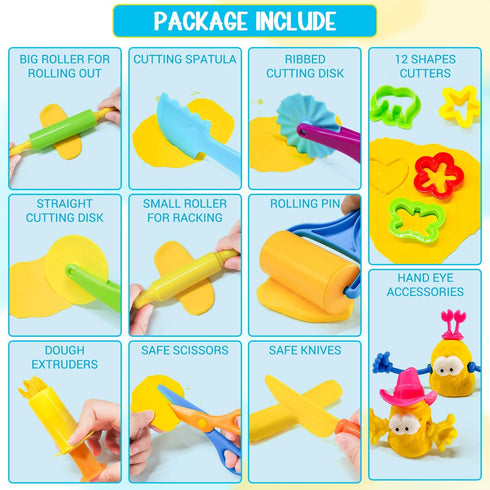 IHESPABLD 28 Set 3+ Playdough Tool Kit, Pcs Basic Clay and Dough Tools Starter for Kids Ages Creative Play Accessories