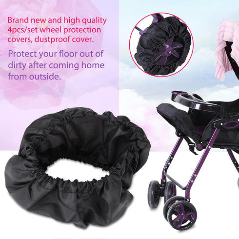 4 Pieces Dustproof Stroller Wheel Covers, Generic Accessories for Pram, Size S