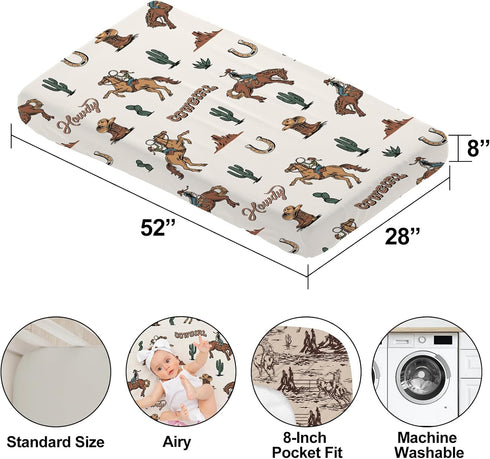 Besaomeom 4 Pack Set 28 52 Western Cowboy Crib Sheet for Boys or Girls, Neutral Soft Breathable Fitted Crib Sheet