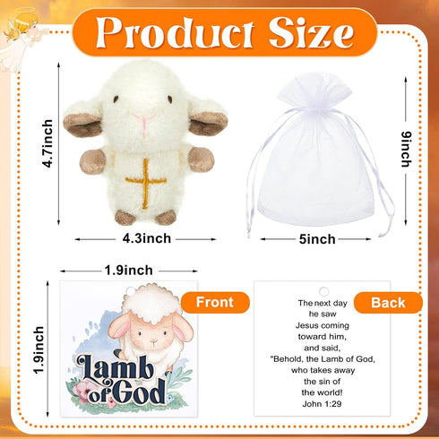 Shappy Mini Plush Lambs Jesus Plush Toys Lamb of God Lambs Stuffed Animal Religious Stuffed Animal Christian Toys Gifts for First Communion Christening Easter(12 Pcs)